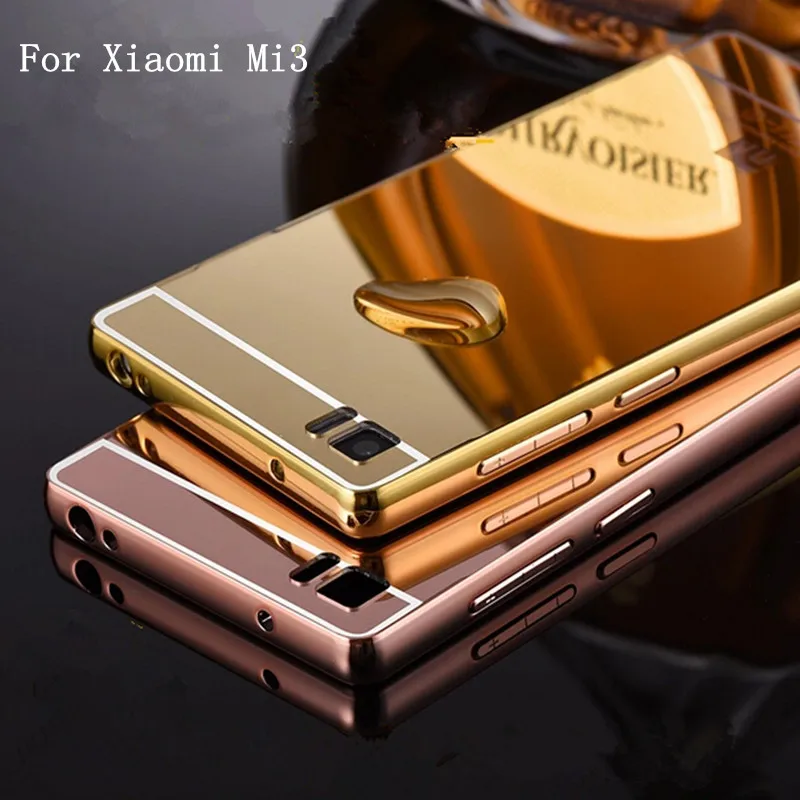 Xinchentech For Xiaomi Mi3 Case Luxury Mirror Metal +Acrylic Hard Back Cover 3 Fundas Phone Bag Accessory Capa |