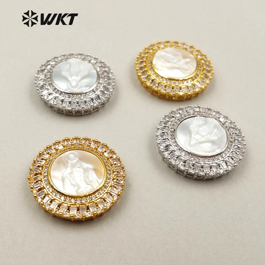 JF254 Бусины из кубического циркония в форме круга с микро покрытием с символом богини для изготовления ювелирных изделий для женщин.