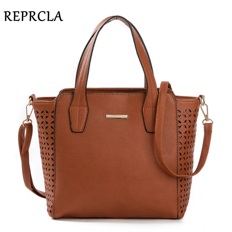 

REPRCLA New Vintage Women Bags Designer Handbags PU Leather Shoulder Bags Crossbody Ladies Top-handle Bag Hollow out Tote