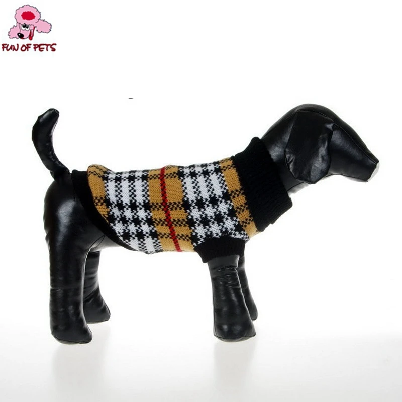 2017 New Autumn & Winter Brown Classic Pocker Grid Sweater Dogs Clothes for Pets Clothing | Дом и сад