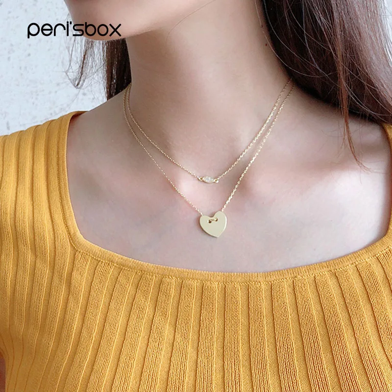 Peri'sbox Мода 925 стерлингового серебра Сердце ожерелье для женщин глаз кубическое ожерелье с фианитами Нежная любовь простые ювелирные изделия