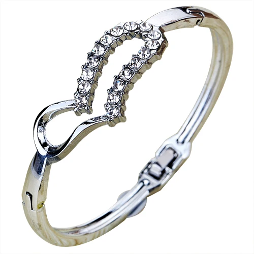 Bluelans женские любовь сердце Блестящий Кристалл горный хрусталь браслеты с