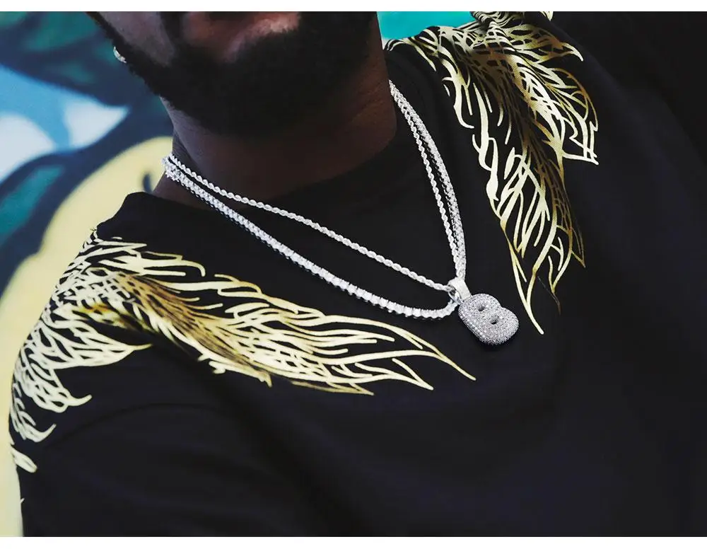 Iced Out пользовательские Пузырьковые буквы кулон ожерелье пузырь начальные буквы слова Белое золото кулон в стиле хип-хоп Ожерелье для мужчин и женщин