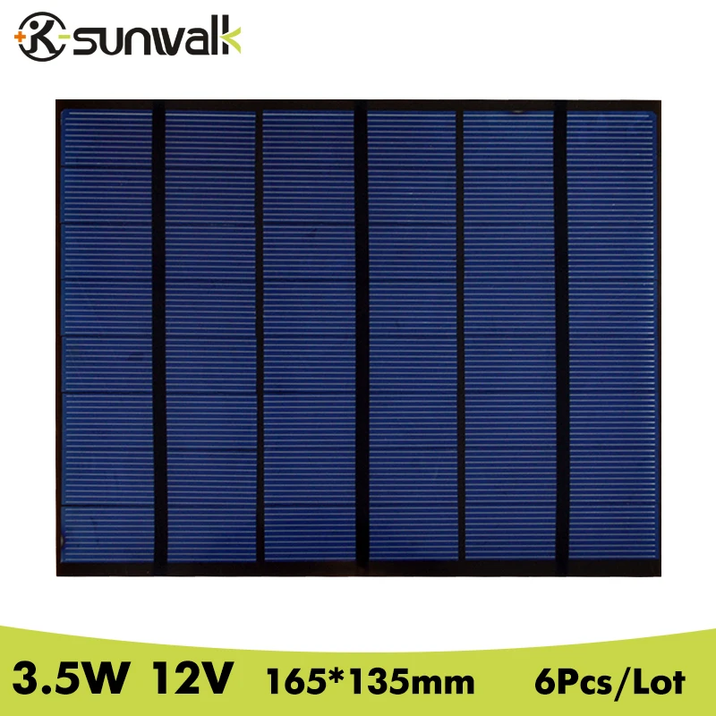 Солнечная панель SUNWALK 6 шт. 3 5 Вт 12 В поликристаллическая солнечная из ПЭТ сделай