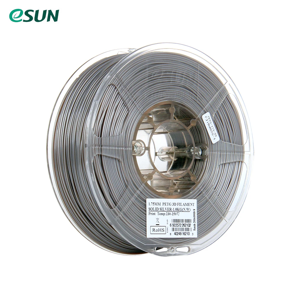 Solid Silver ESUN по желанию разные Цвета ПЭТГ 1,75 мм 3D-принтеры Синтетическая нить 1кг(2.2lb) шпуля Материал для заправки зажигалок из плотной ткани желтого цвета расходных материалов - Цвет: Solid Silver