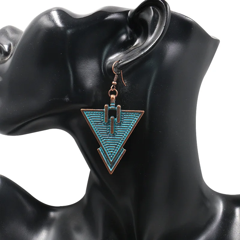 Винтажные серьги подвески в стиле бохо с треугольными стрелками этнические