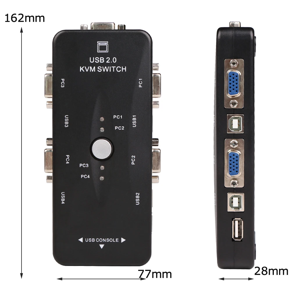 Ingelon 4 порта kvm переключатель USB 2,0 VGA разветвитель принтер Мышь Клавиатура Pendrive Share Switcher 1920*1440 VGA переключатель коробка адаптер