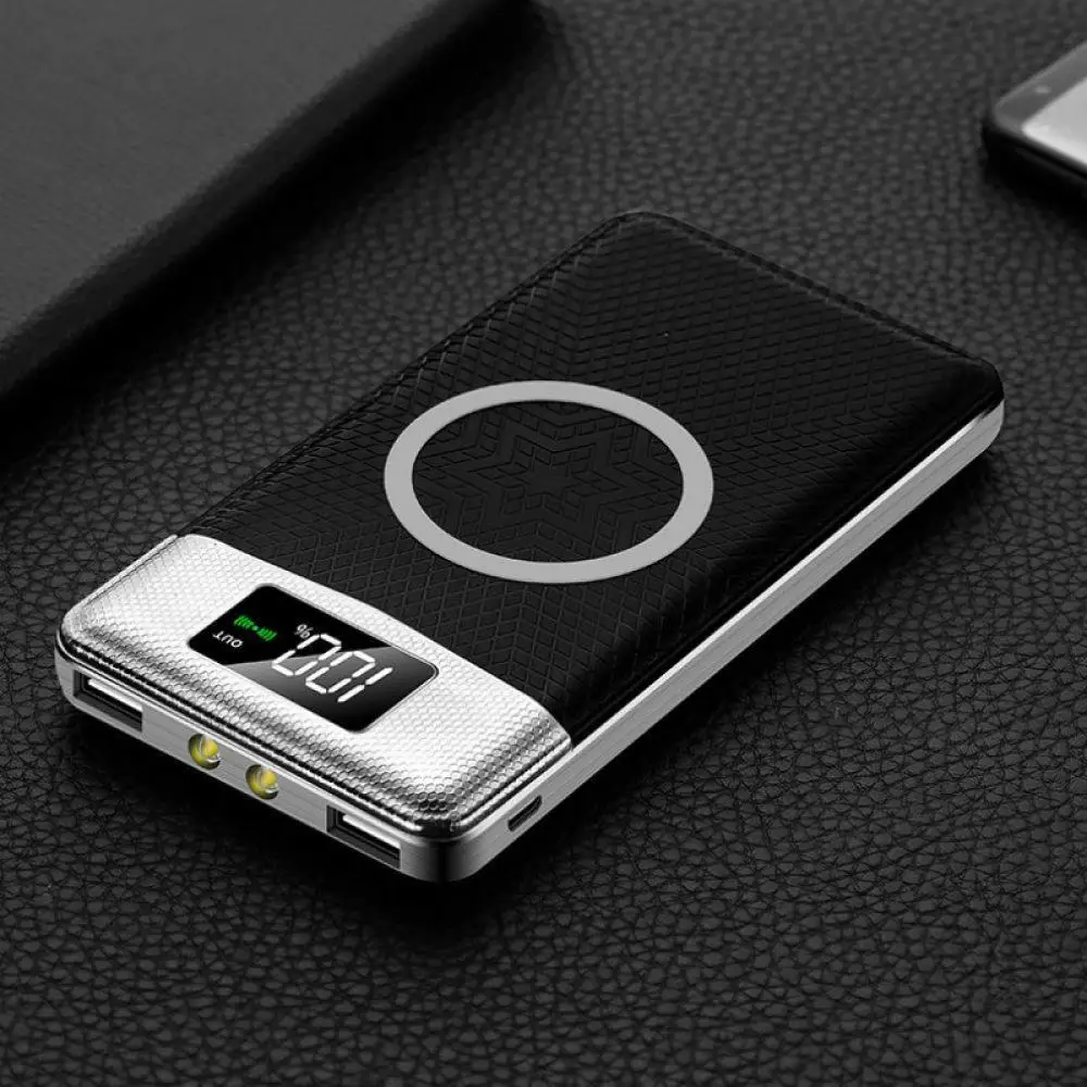 10000 мАч беспроводной внешний аккумулятор с двойным USB зарядным устройством