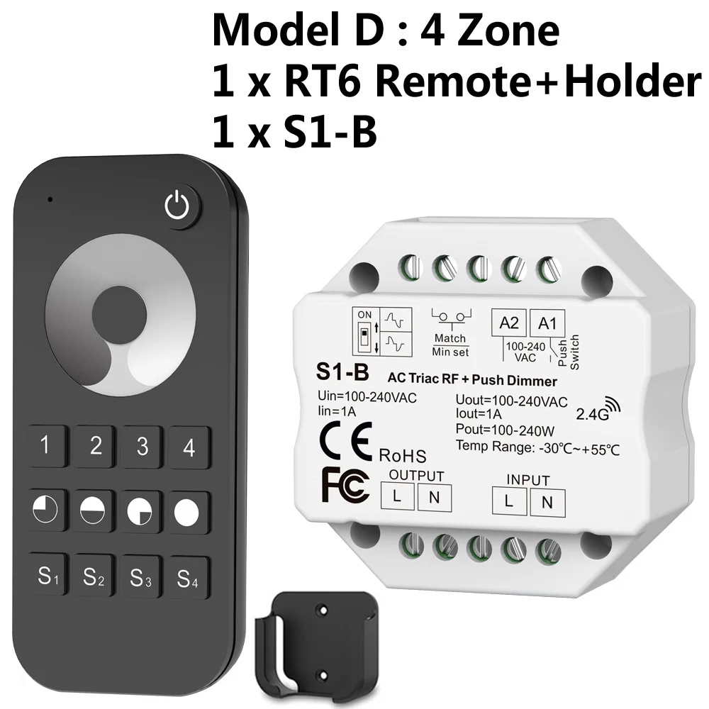 Model D Симистор светодиодный диммер AC 220V 230V 110V Беспроводной РЧ с регулируемой яркостью кнопочный переключатель с 2,4G пульт дистанционного управления для одного Цвет светодиодный лампы - Цвет: Model D