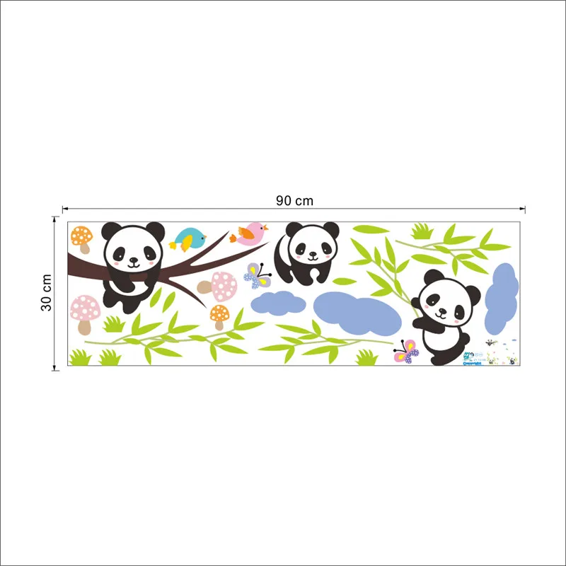 % Cartoon Forest Panda bamboo Birds tree Wall Stickers For Kids room baby Nursery Room decor animals decals mural art | Дом и сад