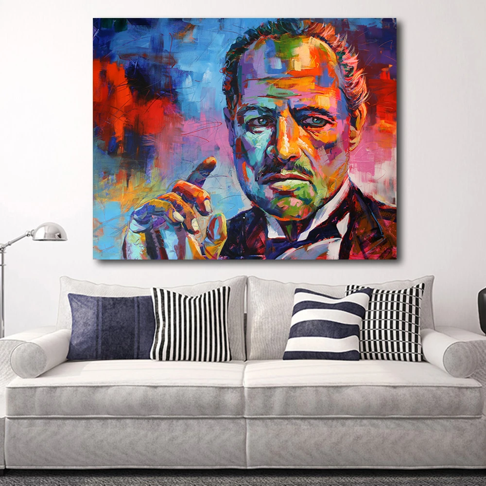 

Abstract Figure Painting Colorful Godfather Modern Canvas Print Art Wall Pictures For Living Room Home Decor Print Artwork