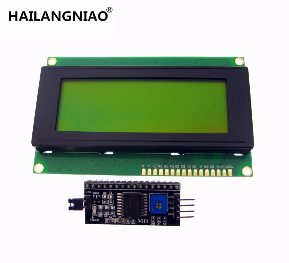 Новинка! 1 шт. LCD2004 + I2C 2004 20x4 2004A зеленый/синий экран HD44780 символ LCD/w IIC/I2C серийный