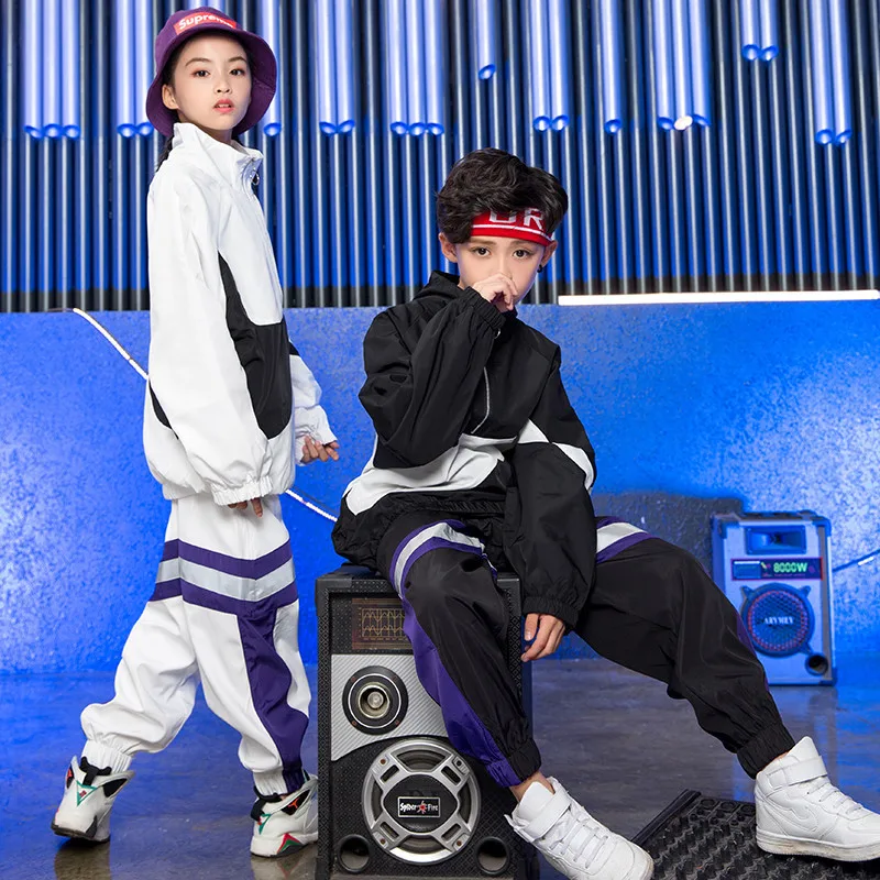 2019 Детский костюм для танцев уличного направления свободные белые Черная