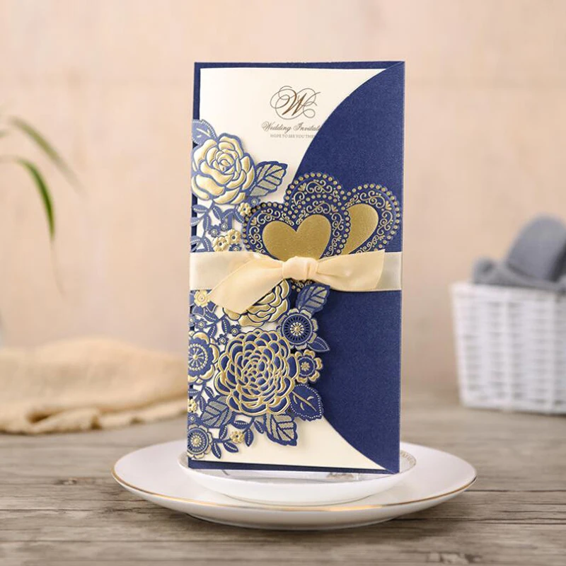 25 шт. роскошные свадебные приглашения с лазерной резкой открытки розовыми