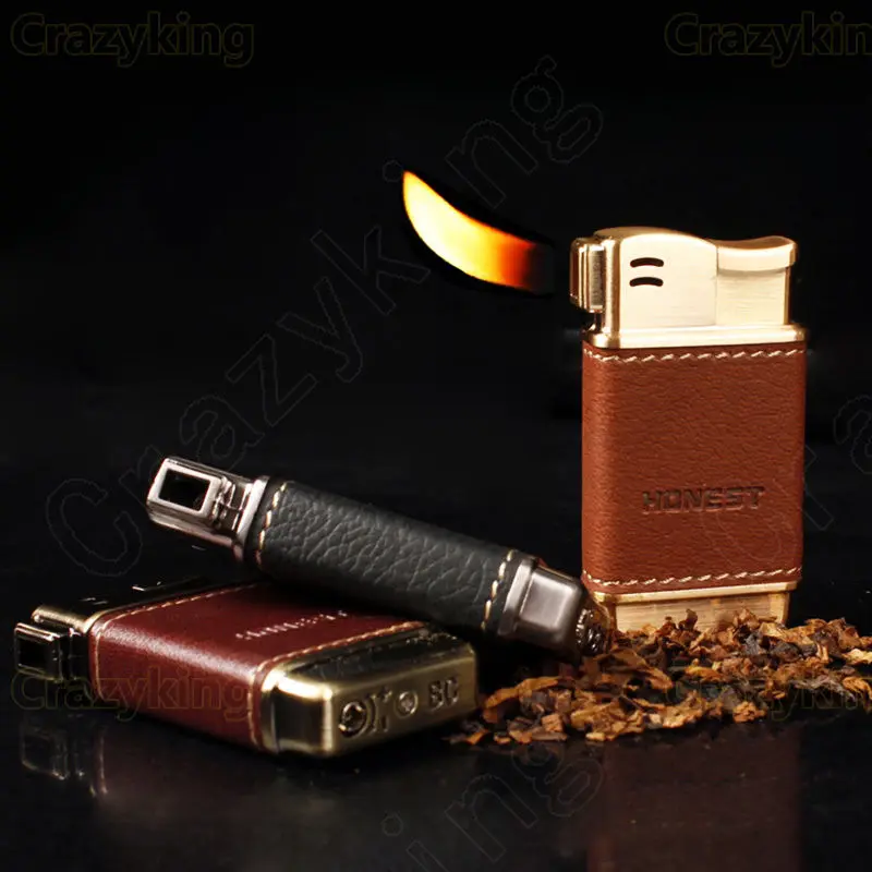 Мини Коричневая Кожаная металлическая трубка для курения табака прикуриватель с