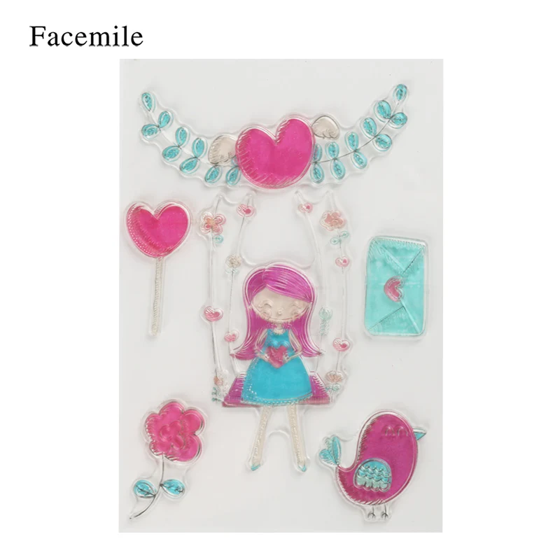 Facemile 1 шт. прозрачный штамп лист цветок животное Штамп для DIY