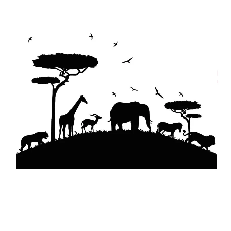 

Lion Elephant Tiger Giraffe African Safari Wall Sticker Nursery Decorative Vinyl Removable Animal Wall Decal