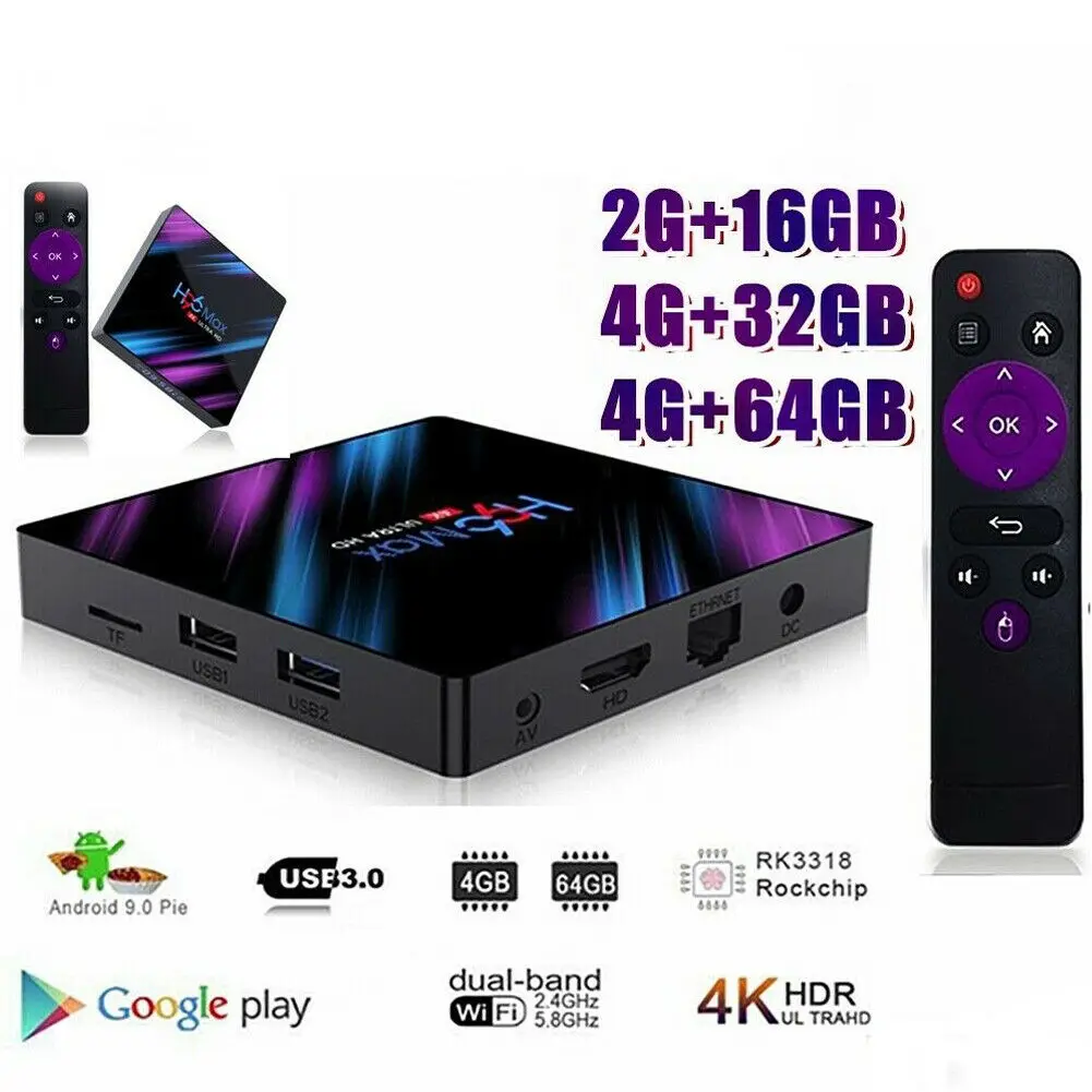 ТВ-приставка H96 MAX Google Play приставка Android 9 0 с процессором RK3318 4 Гб ОЗУ 32 64 ГБ Bluetooth 2