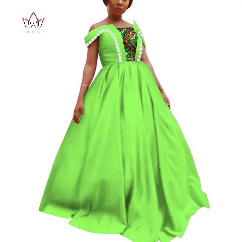 2020 Long African Dresses for Women short sleeve dashiki women bazin riche cotton dress african formal dresses plus size WY3975