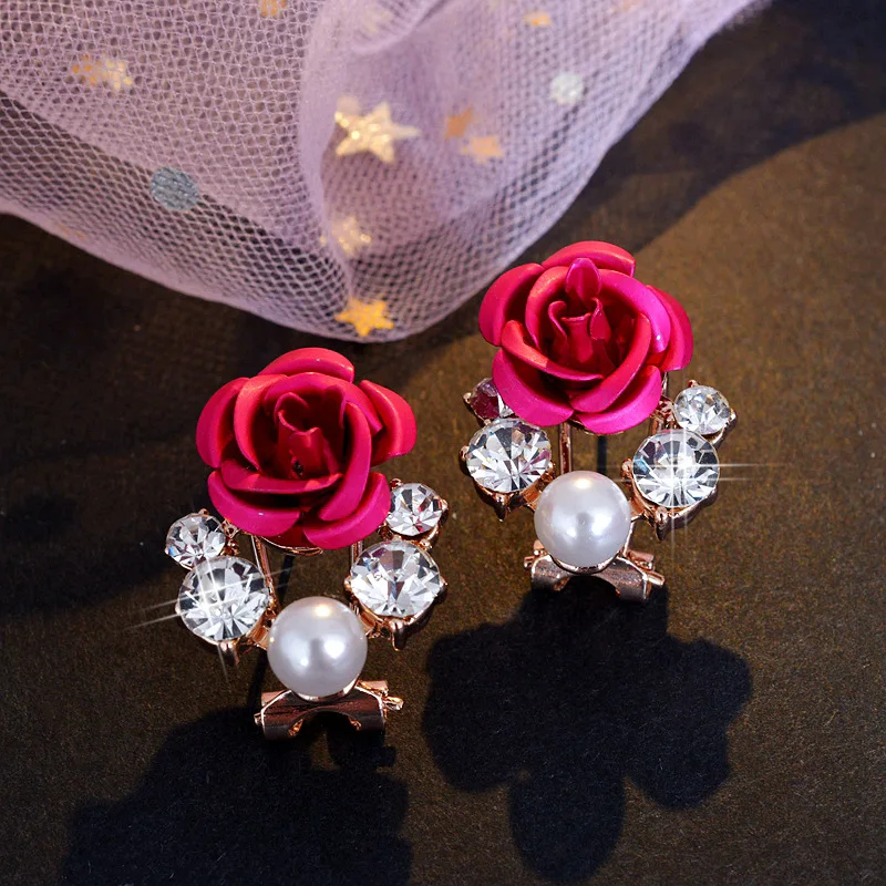 

New 12/24/48Mixed Pairs Korean Style Flower Stud Earrings Gift for Women Fashion Elegant Sweet Crystal Brinco Earrings Wholesale