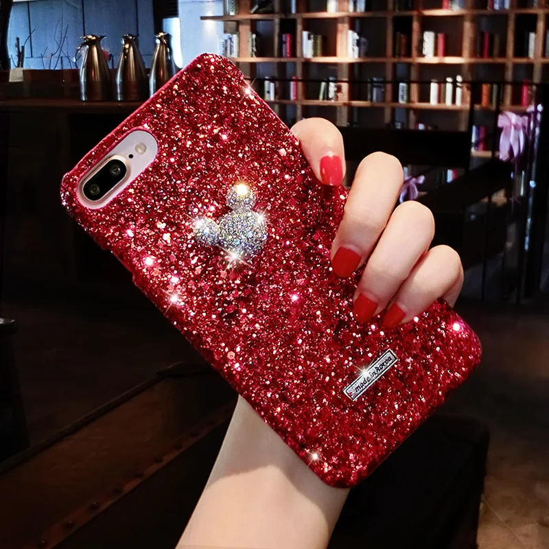 Роскошный чехол с изображением Микки Мауса Для Iphone X XS MAX XR 8 8 Plus, блестящий чехол с кристаллами пчелы, чехлы для телефонов Iphone 7 6 6 S Plus