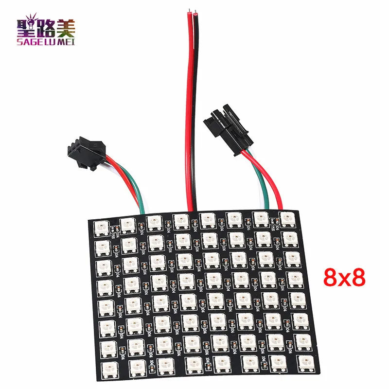 DC5V 8*8 16*16 8*32 Пиксели WS2812 Гибкий цифровой светодиодный запрограммирован Панель