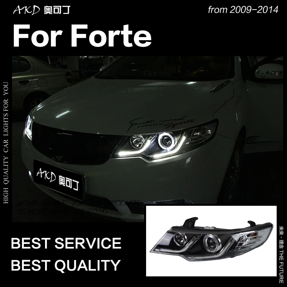 AKD автомобильный Стайлинг Головной фонарь для Kia Forte фары 2009- Forte Coupe светодиодный фонарь светодиодный DRL Hid Bi Xenon авто аксессуары