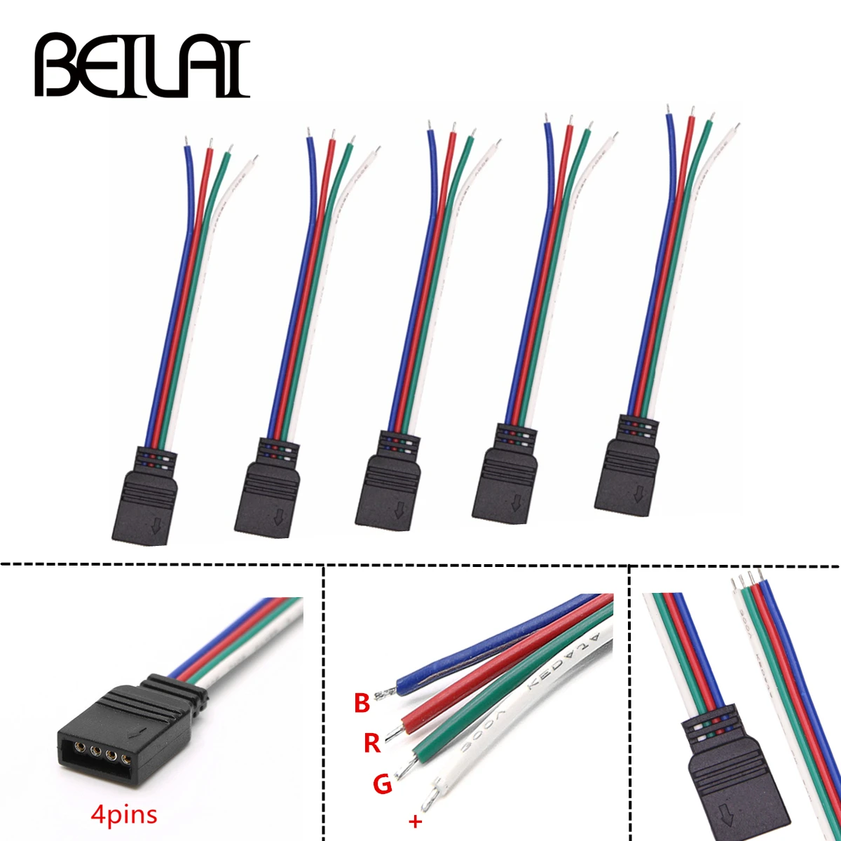 4pin 5pin RGB Светодиодная лента Разъем бесплатная сварка для SMD 5050 Гибкие Огни