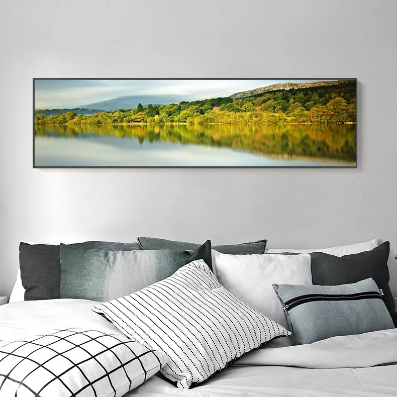 

Exquisite Mountain Lake Painting Landscape Black and White Poster Modern Nature picture Large Wall Canvas Print for Living Room