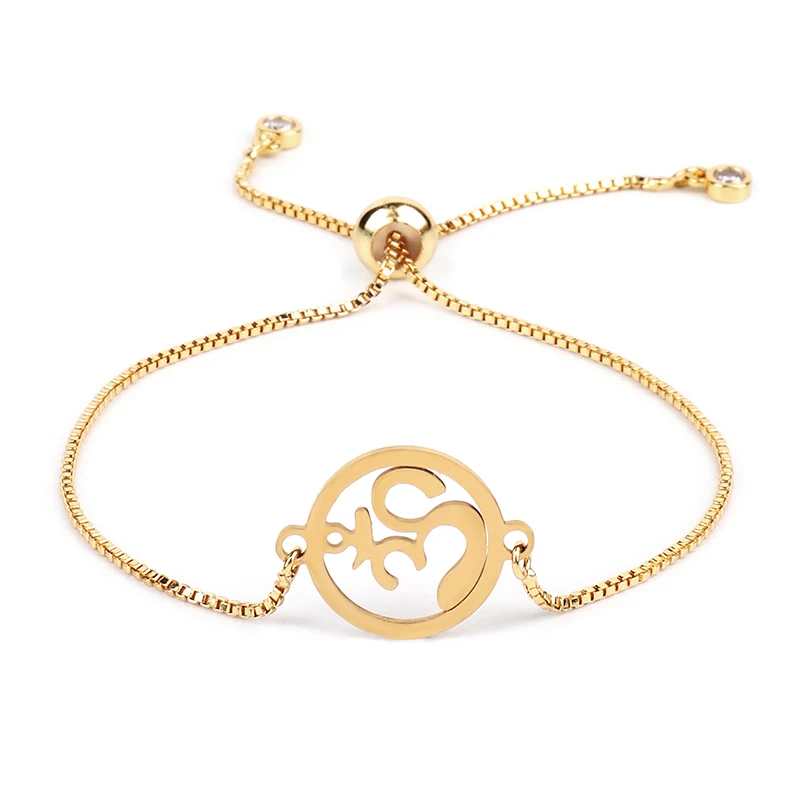 Нержавеющая сталь Йога 3D очаровательный браслет с буквой для женщин Звено Цепи