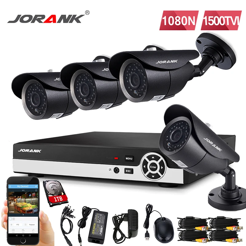JORANK CCTV 4 канальная система видеонаблюдения 1080 P HDMI DVR комплект с шт. Фотообои 1280TVL