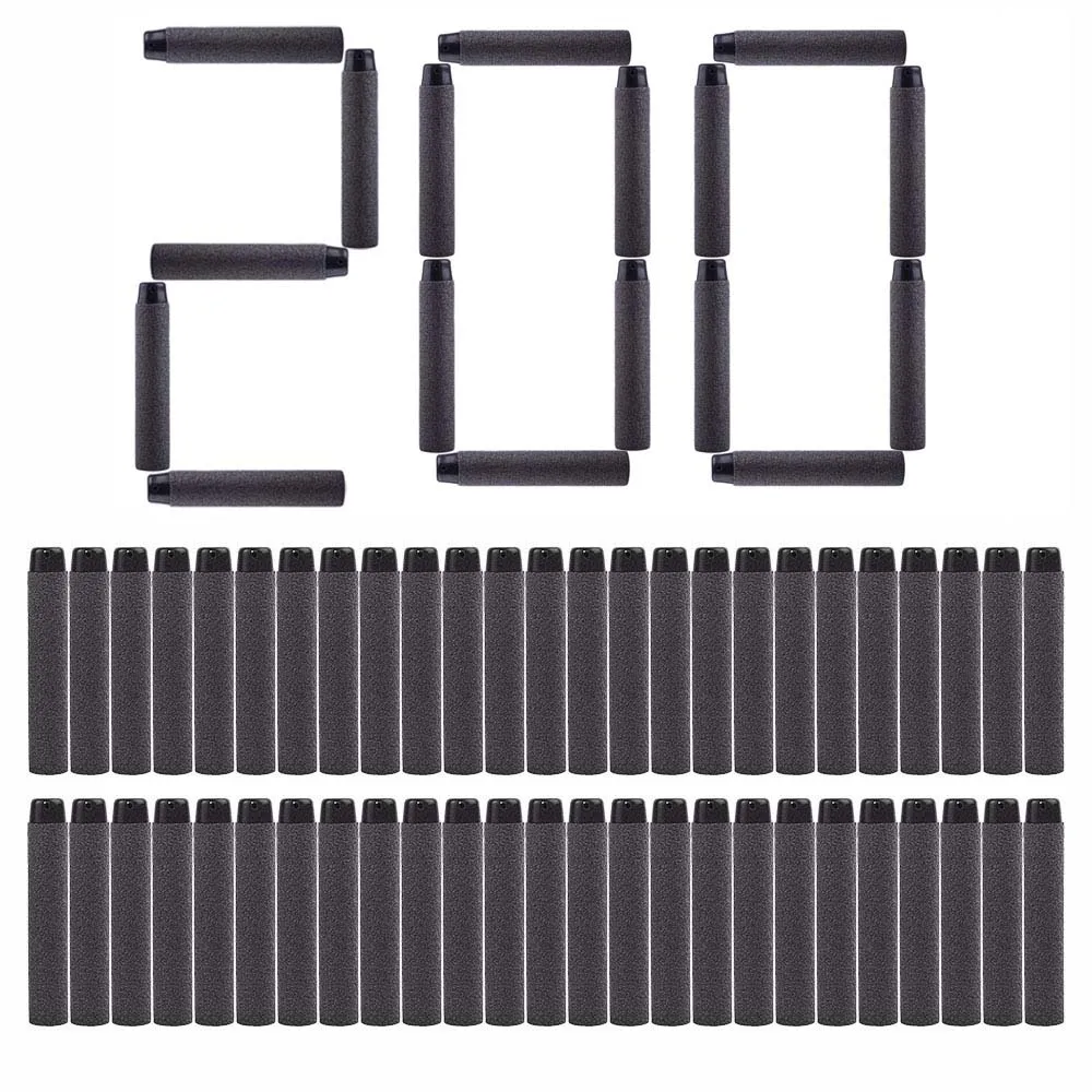 200pcs 1000 шт для Nerf пули для Nerf игрушечный пистолет Мягкие Черные пули для Nerf аксессуары дротики с полым отверстием голова пена пуля - Цвет: 200pcs
