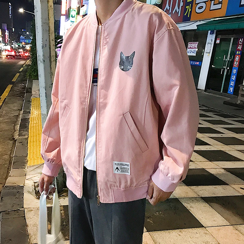 Распродажа модное мужское изображение кота ветровка куртка с надписями и