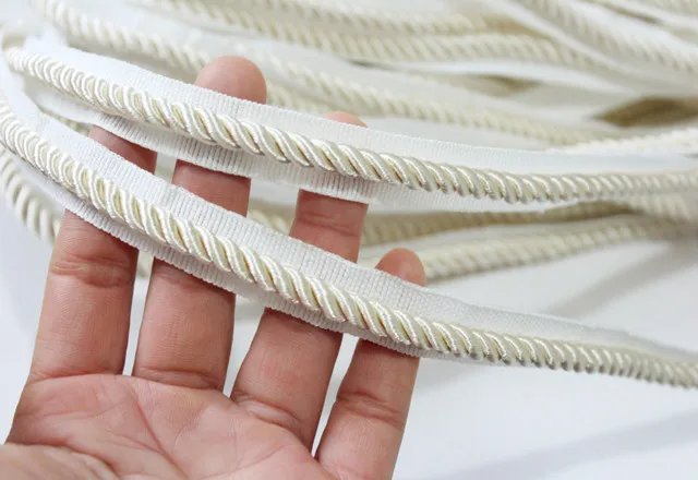 

5Meters White Rope Cord Drawstring Fabric Trim Home Decor Rope Thick 7mm