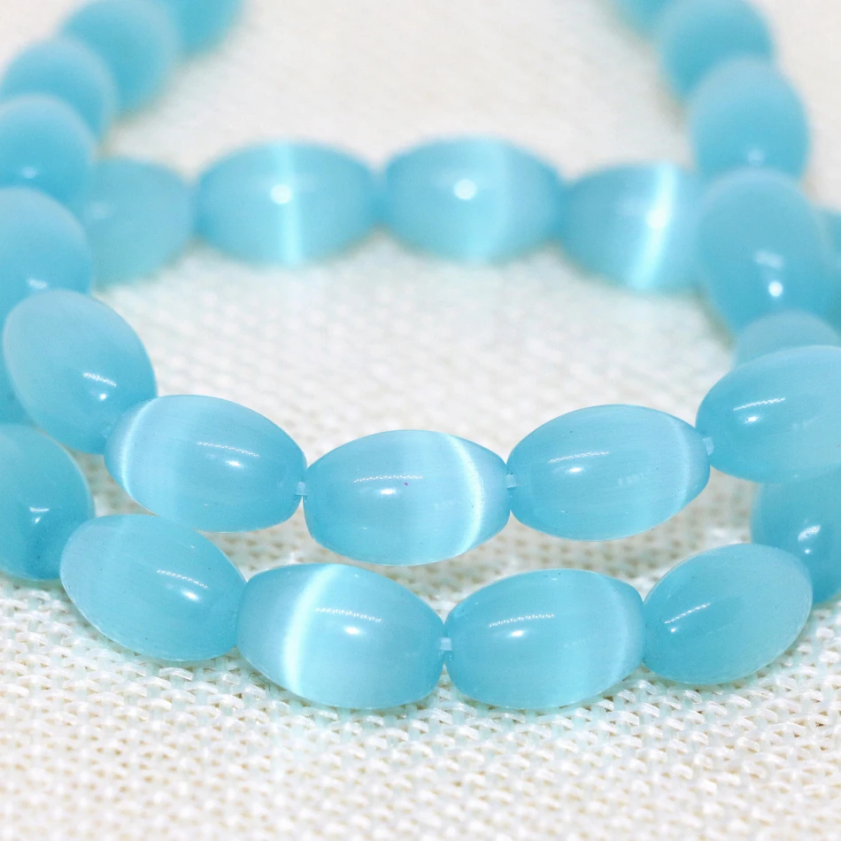 Высокое качество 14 дюймов 8*12 мм Небесно-Голубой опал рисовые бусины кошачьи