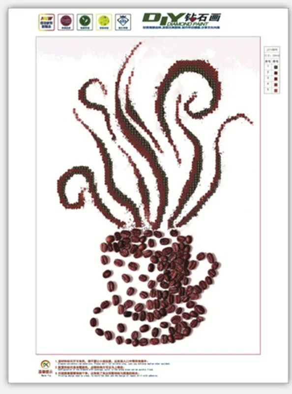 5D diy Diamond Painting Cross Embroidery Set Round Coffee Bean Picture Home Decor Mosaic | Дом и сад