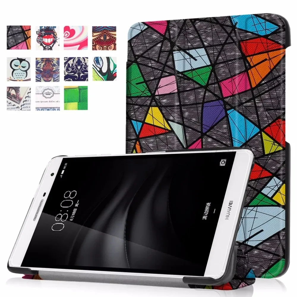 Принт ультра тонкий легкий Роскошные Folio Stand кожаный чехол для Huawei MediaPad m2 Youth T2 7,0 Pro PLE-703L 7"