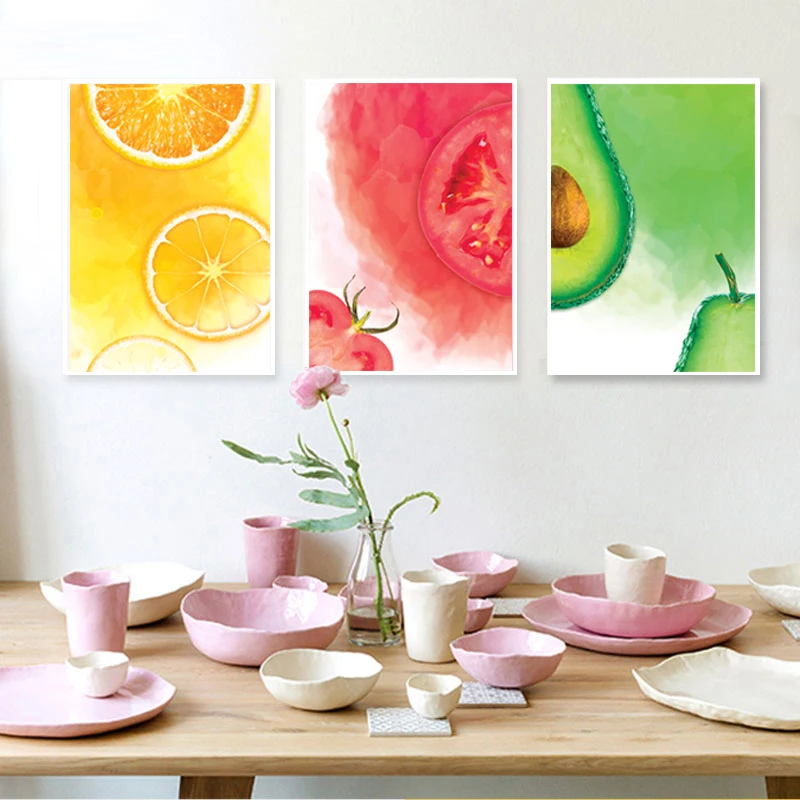 

Modern Watercolor Fruit Prints Art Canvas Paintings Still Life POP Posters Wall Pictures for Kitchen Home Decorations Gift