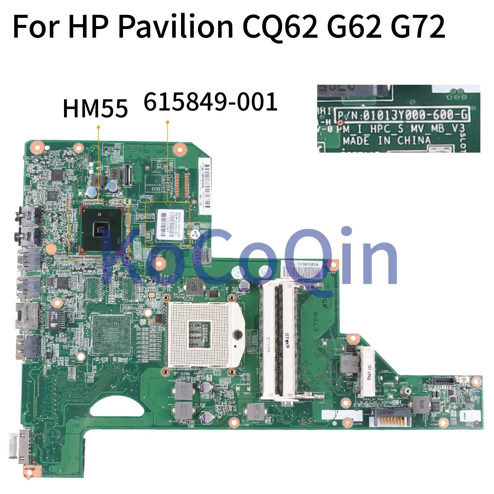 KoCoQin материнская плата для ноутбука hp павильон CQ62 G62 G72 01013Y000-600-G 615849-001 615849-501 HM55 материнская плата