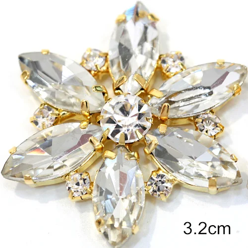 3.2cm Стразы с круглыми цветами, стразы, стразы, аппликации с золотым низом, с плоской задней стороной, блестки, стразы, свадебное платье B3426 - Цвет: 3.2cm