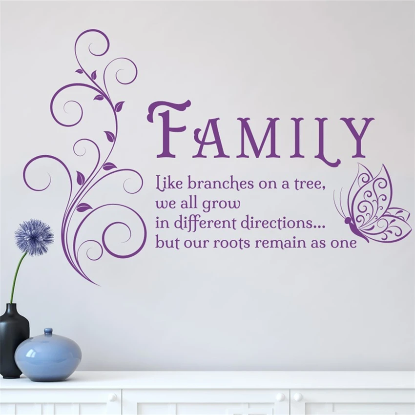 Family Tree Butterfly Wall Art Sticker Decals Quotes Mural family Modern Designl Living Room Home Decor M657 | Дом и сад