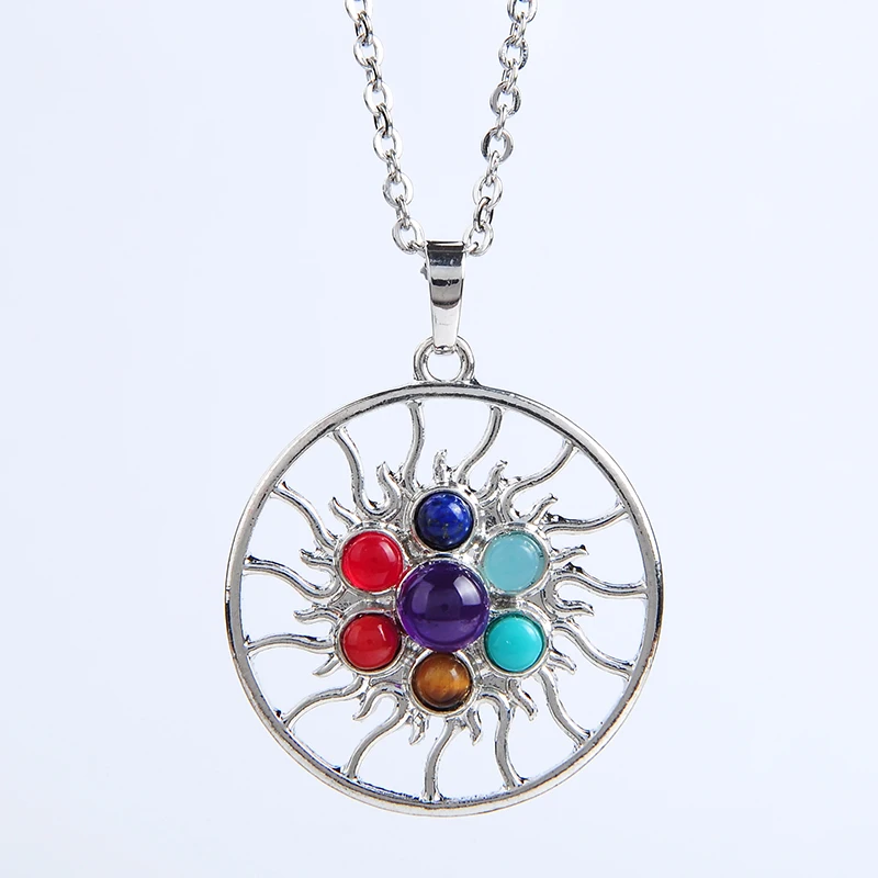 Женское Ожерелье с натуральным камнем тигровый глаз 7 чакр|necklace round|fashion necklacenecklace