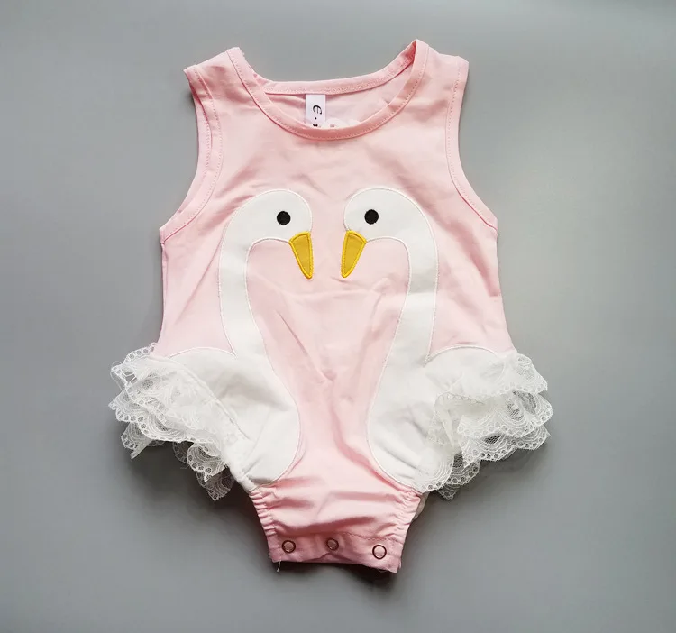 Детские Девушки Кружева Лебединое Комбинезон Bebe Принцесса Хлопка комбинезон 2017
