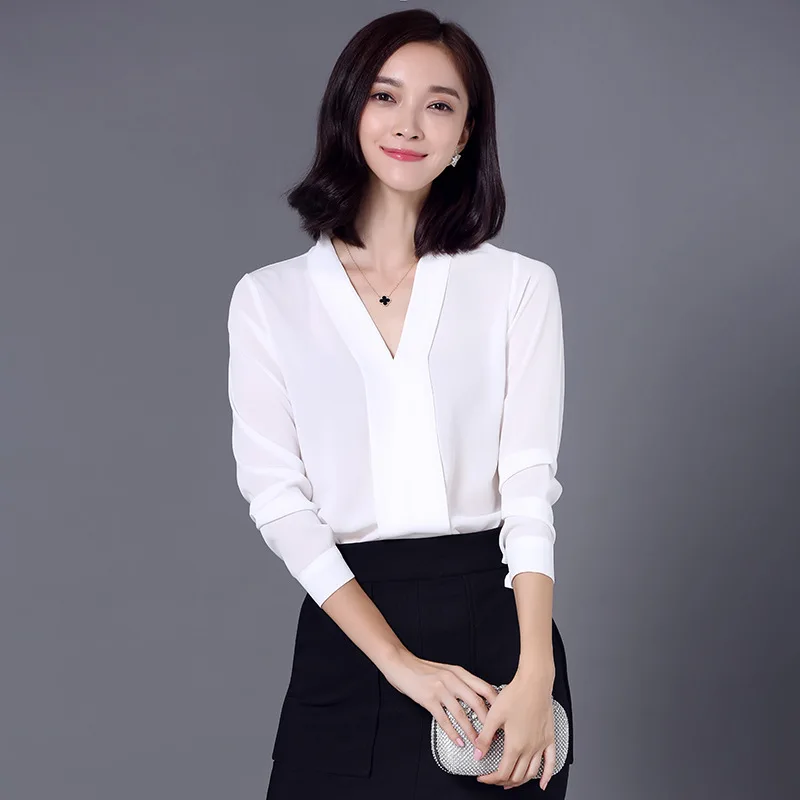 Женская футболка в Корейском стиле женская с длинным рукавом и v образным вырезом