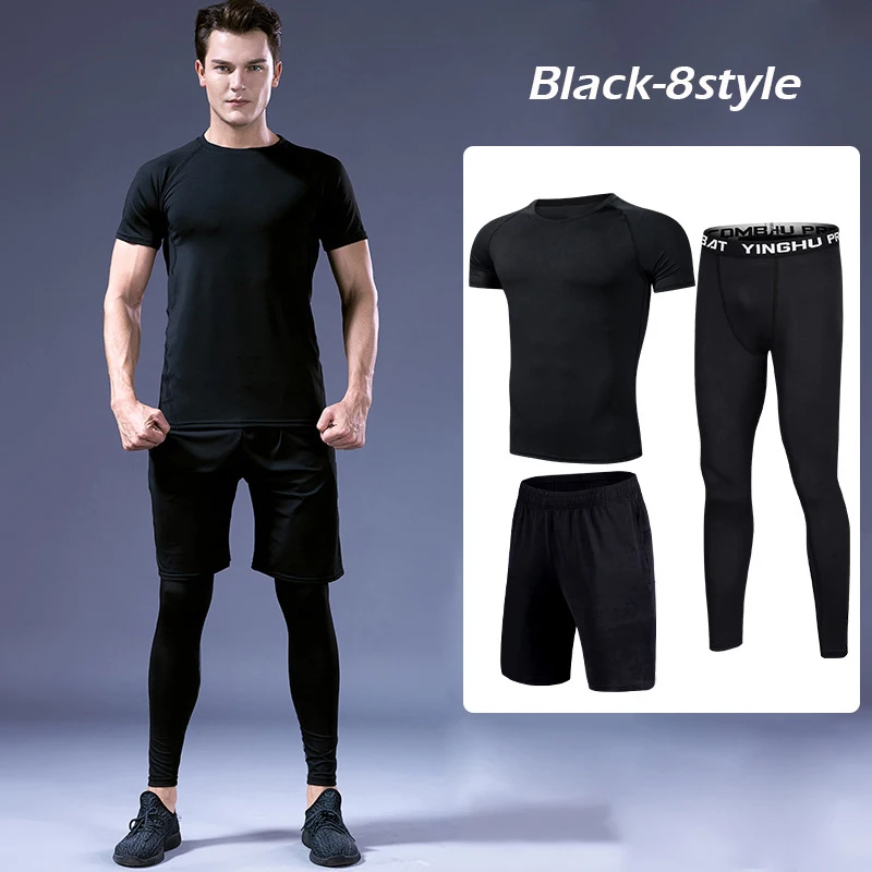 8style Мужские спортивные костюмы весна лето быстросохнущие комплекты одежды спортивный костюм для бега тренировки Спорт Фитнес спортивные костюмы наборы для бега - Цвет: 8style