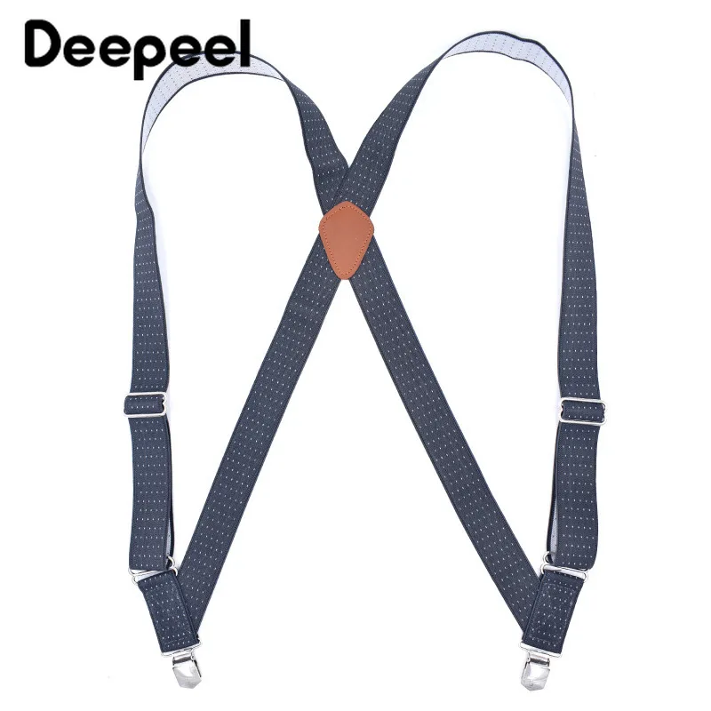 Deepeel 1pc 3.5*125cm Casual Men Suspenders Polyester Jacquard 2 Clips Suit Pants Shirt Stays Accessories Decoration Strap SP013 |