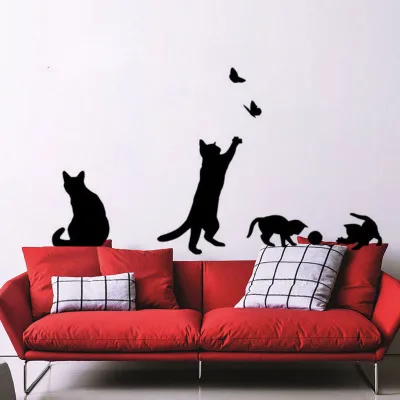 Креативные Мультяшные настенные наклейки Play Cat для детской комнаты украшения