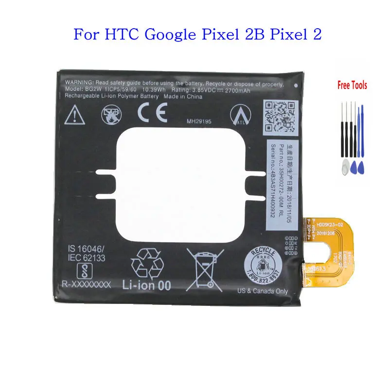 Ciszean 1x2700mAh батарея BG2W для HTC Google Pixel 2B 2 Muski мобильный телефон Заменяемые