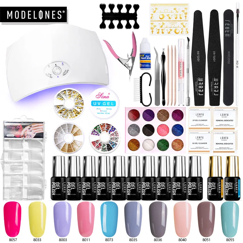 Набор для дизайна ногтей Modelones 37 шт./лот 36 Вт светодиодная лампа профессиональные