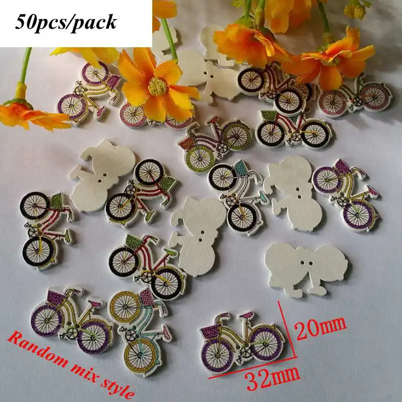 Style 7 50pcs 30/40/50 шт 2 отверстия деревянные пуговицы для Скрапбукинг ремесла Сделай Сам детские, для малышей Костюмы швейная декоративные пуговицы для рукоделия животных L-4 - Цвет: Style 7 50pcs